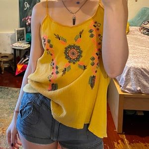 American Rag Yellow beaded tank / M